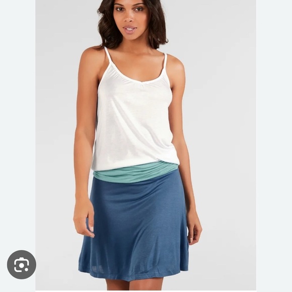 Lascana Drop Waist Adjustable Strap White Green Blue Tank Dress (8) EUC - Picture 3 of 6